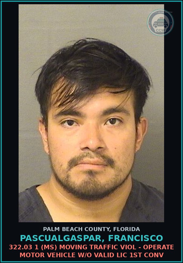 Booking mugshot of PASCUALGASPAR, FRANCISCO in Palm Beach County