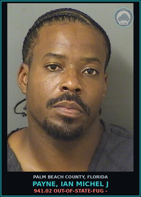 Booking mugshot of PAYNE, IAN MICHEL J in Palm Beach County