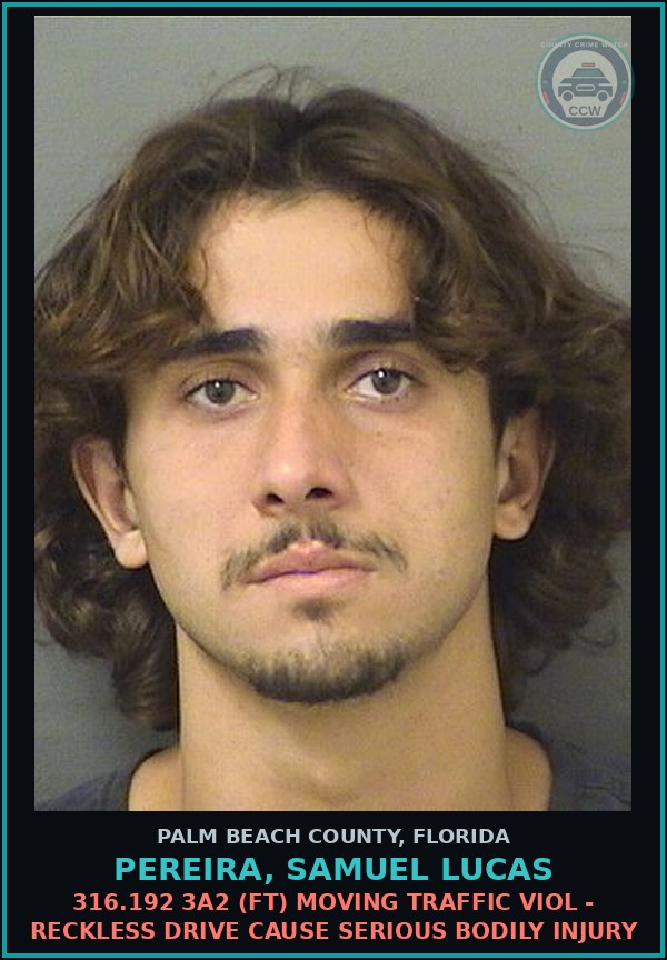 Booking mugshot of PEREIRA, SAMUEL LUCAS in Palm Beach County