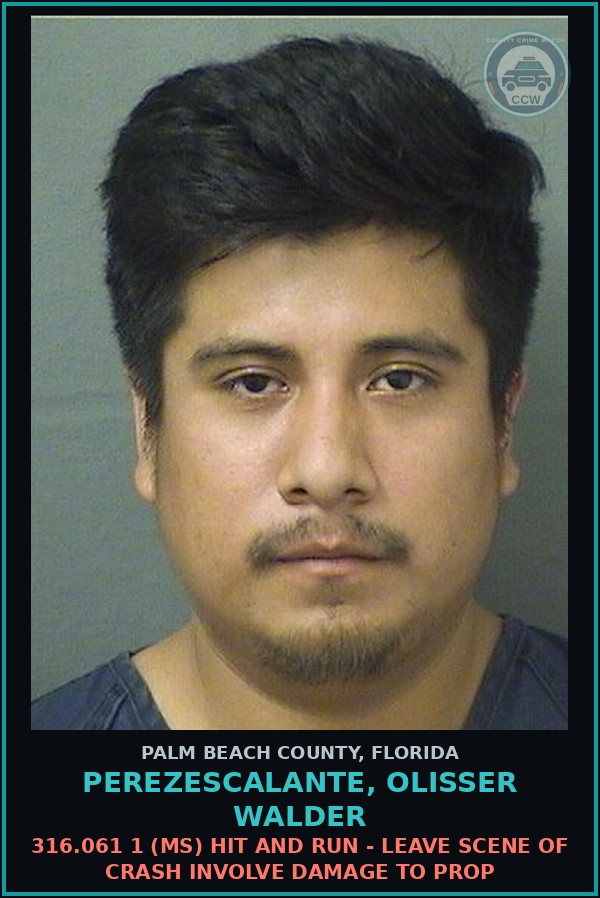 Booking mugshot of PEREZESCALANTE, OLISSER WALDER in Palm Beach County