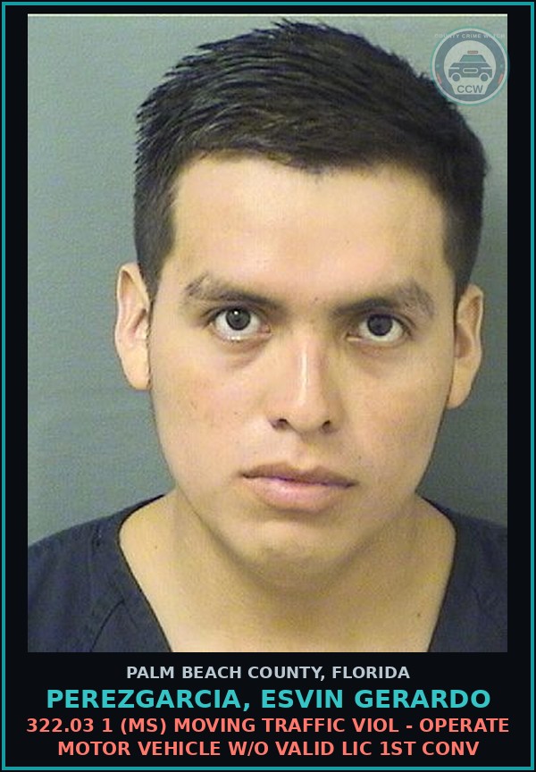 Booking mugshot of PEREZGARCIA, ESVIN GERARDO in Palm Beach County