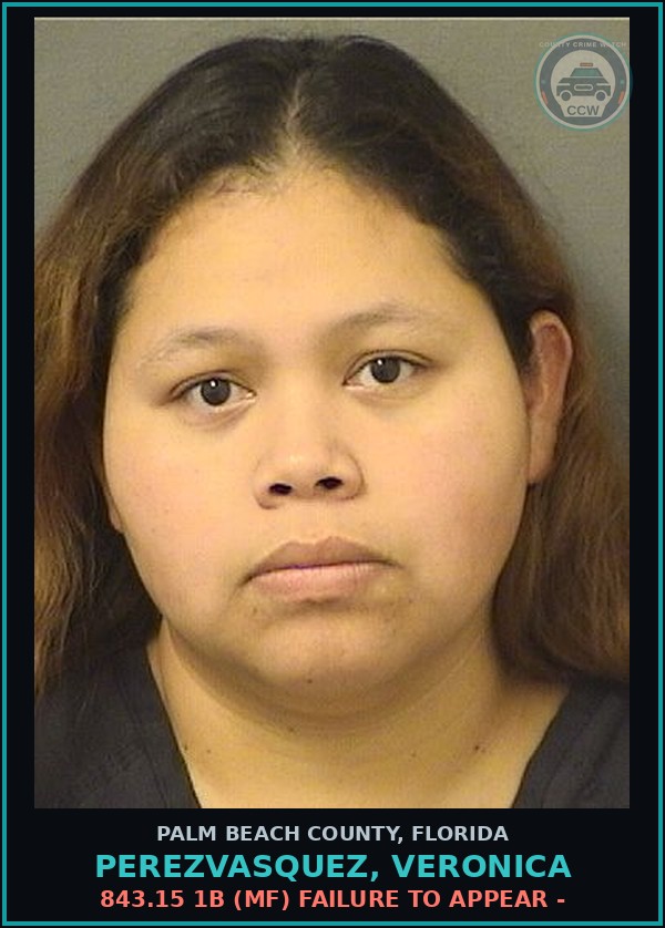 Booking mugshot of PEREZVASQUEZ, VERONICA in Palm Beach County