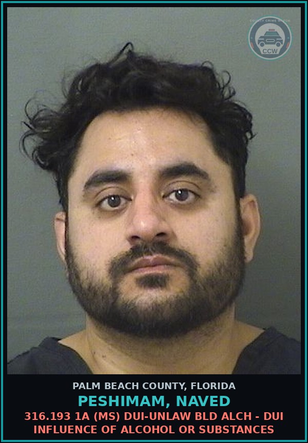 Booking mugshot of PESHIMAM, NAVED in Palm Beach County