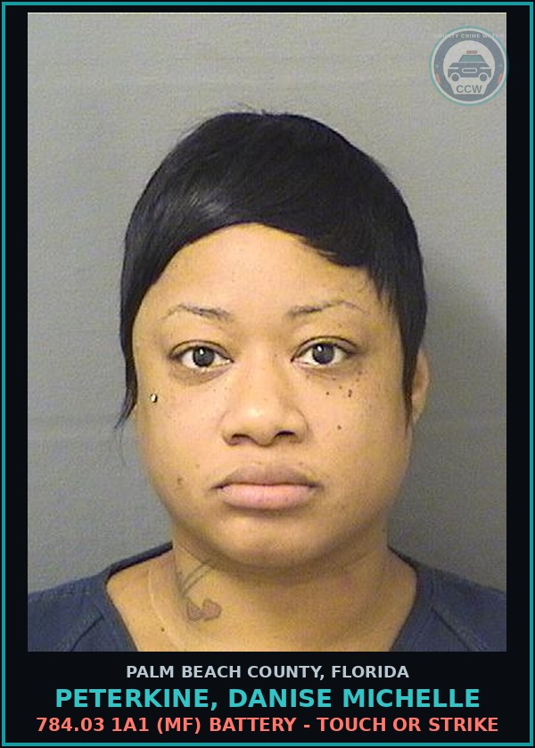 Booking mugshot of PETERKINE, DANISE MICHELLE in Palm Beach County