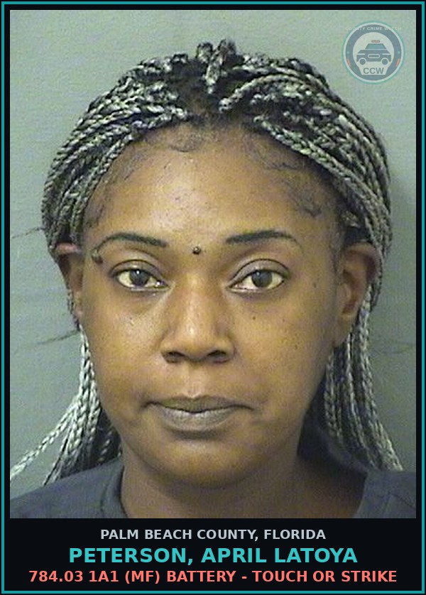 Booking mugshot of PETERSON, APRIL LATOYA in Palm Beach County