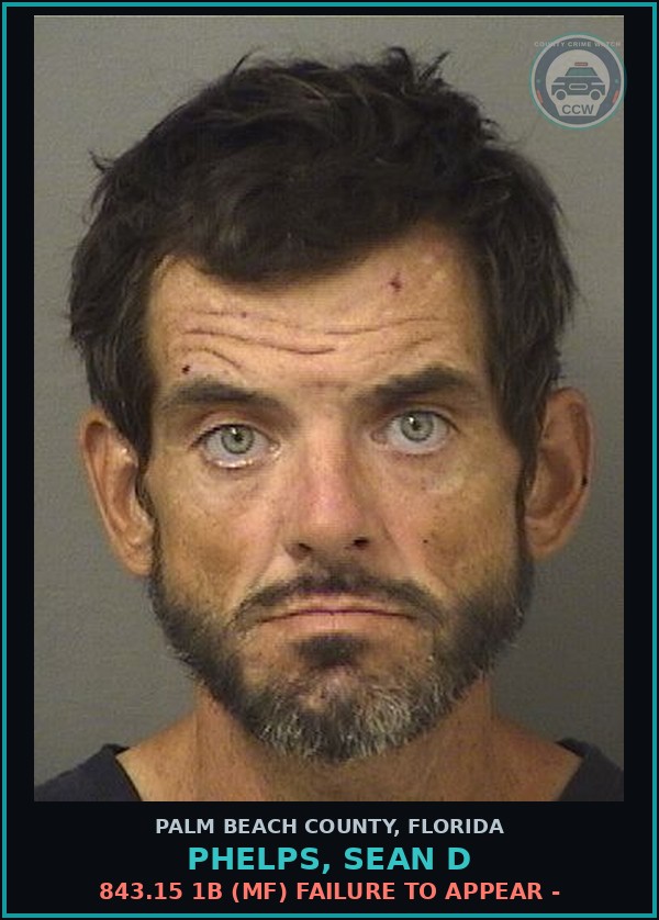 Booking mugshot of PHELPS, SEAN D in Palm Beach County
