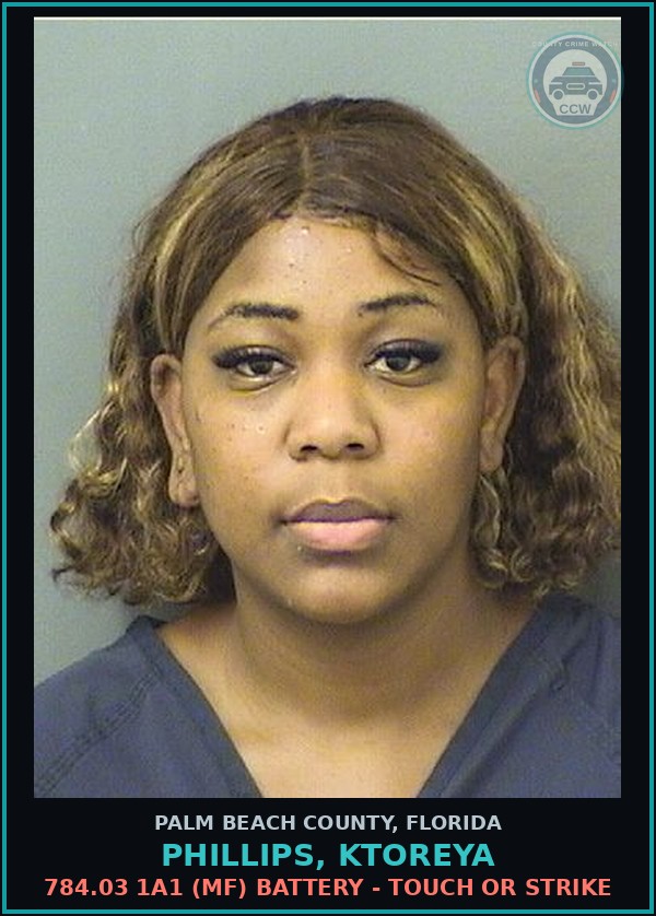 Booking mugshot of PHILLIPS, KTOREYA in Palm Beach County