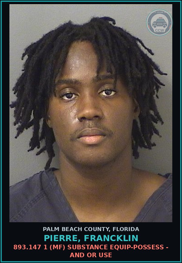 Booking mugshot of PIERRE, FRANCKLIN in Palm Beach County