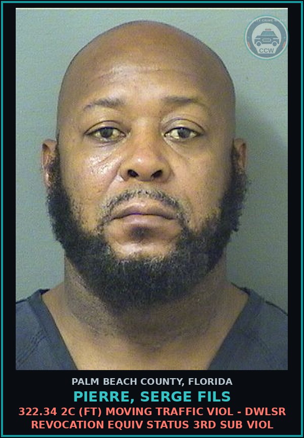 Booking mugshot of PIERRE, SERGE FILS in Palm Beach County
