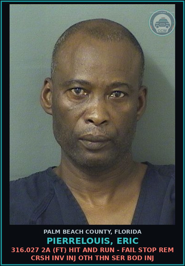 Booking mugshot of PIERRELOUIS, ERIC in Palm Beach County