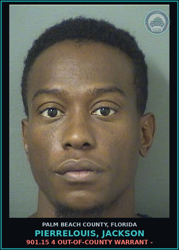 Booking mugshot of PIERRELOUIS, JACKSON in Palm Beach County