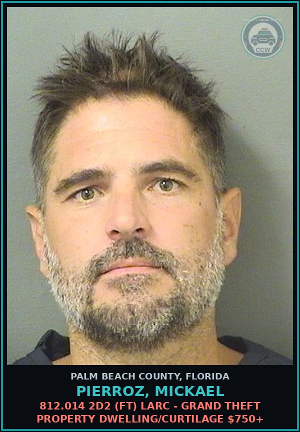 Booking mugshot of PIERROZ, MICKAEL in Palm Beach County