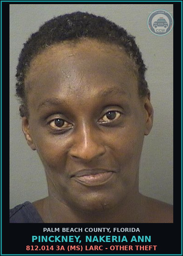Booking mugshot of PINCKNEY, NAKERIA ANN in Palm Beach County