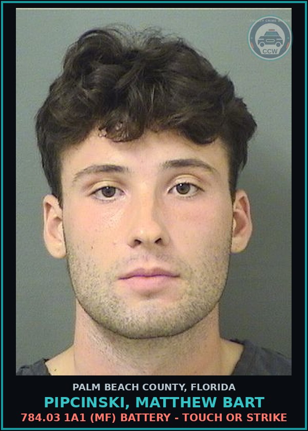 Booking mugshot of PIPCINSKI, MATTHEW BART in Palm Beach County