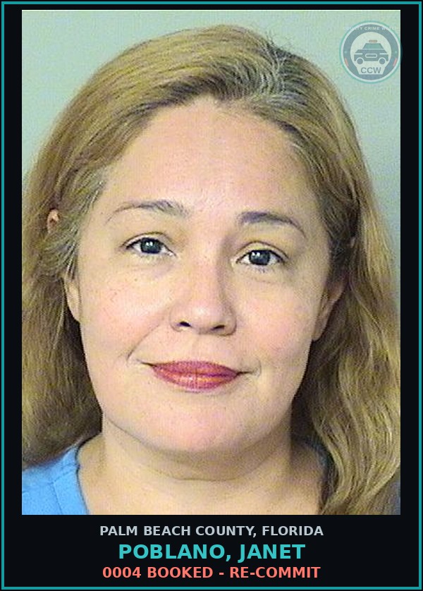 Booking mugshot of POBLANO, JANET in Palm Beach County