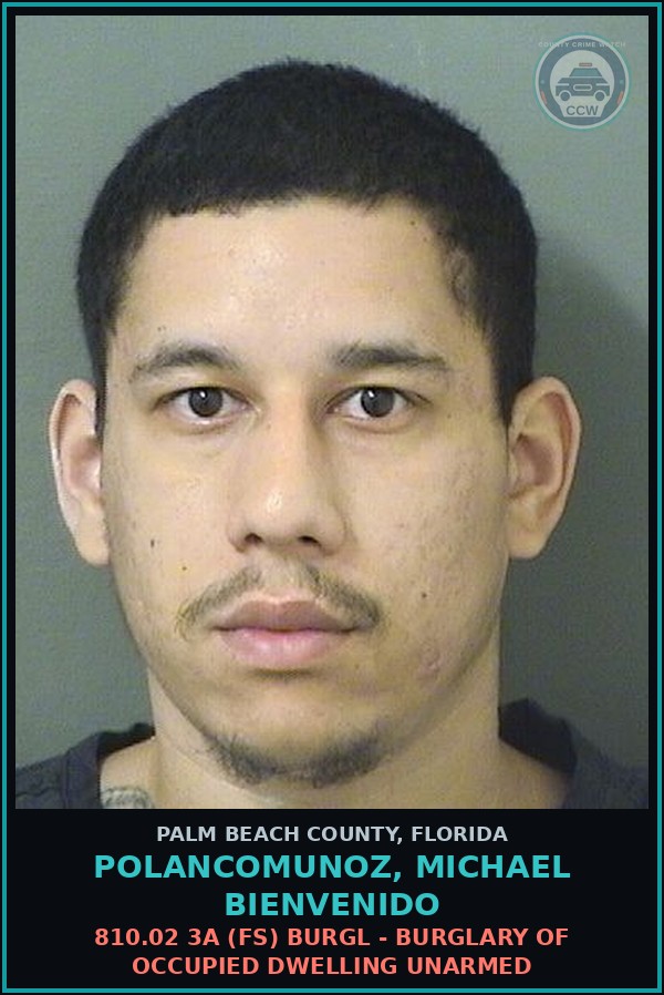 Booking mugshot of POLANCOMUNOZ, MICHAEL BIENVENIDO in Palm Beach County