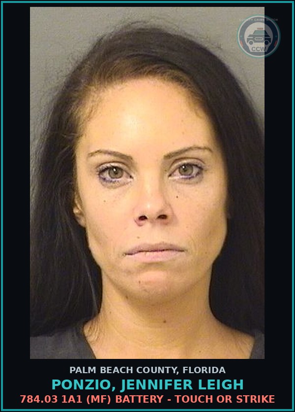 Booking mugshot of PONZIO, JENNIFER LEIGH in Palm Beach County
