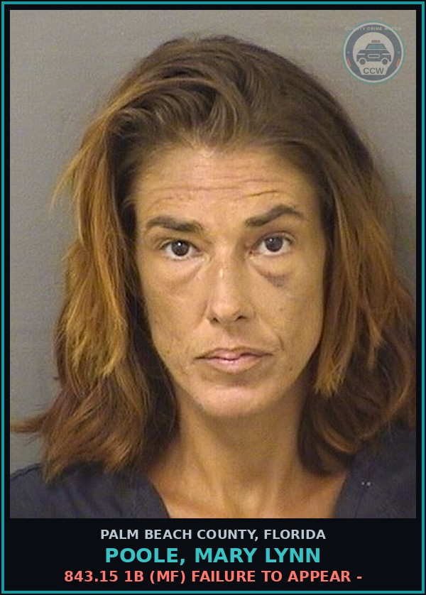 Booking mugshot of POOLE, MARY LYNN in Palm Beach County