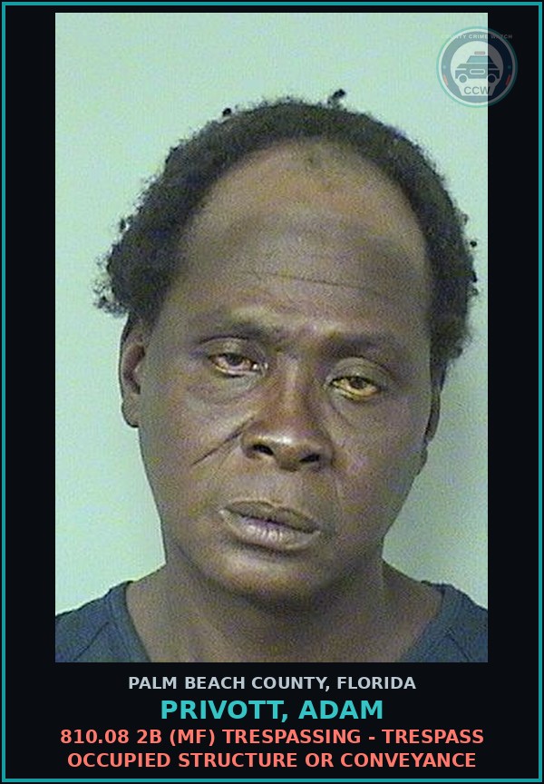 Booking mugshot of PRIVOTT, ADAM in Palm Beach County