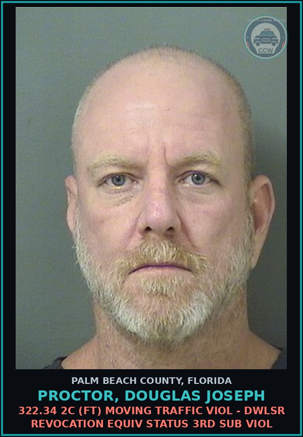 Booking mugshot of PROCTOR, DOUGLAS JOSEPH in Palm Beach County