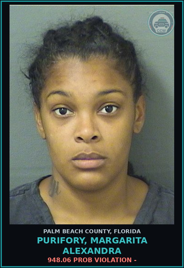 Booking mugshot of PURIFORY, MARGARITA ALEXANDRA in Palm Beach County