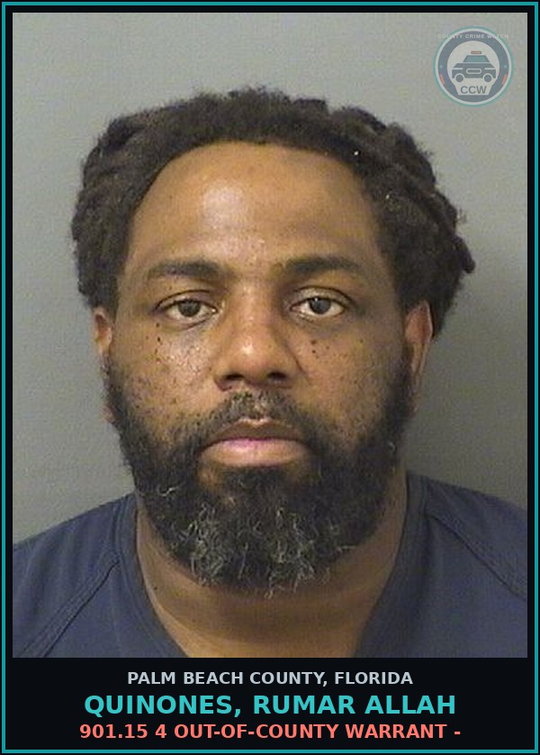 Booking mugshot of QUINONES, RUMAR ALLAH in Palm Beach County