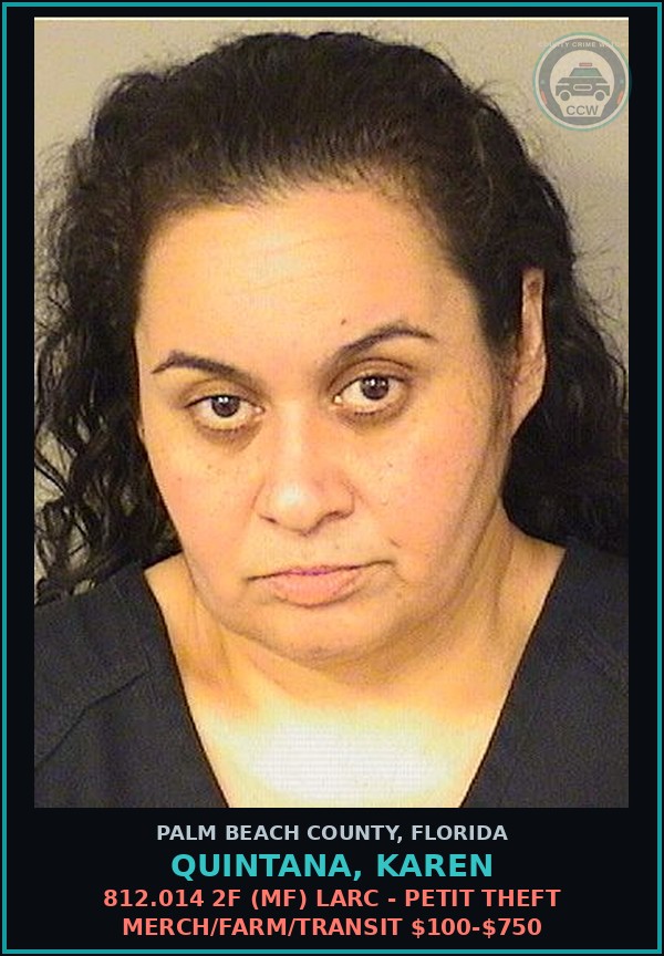 Booking mugshot of QUINTANA, KAREN in Palm Beach County