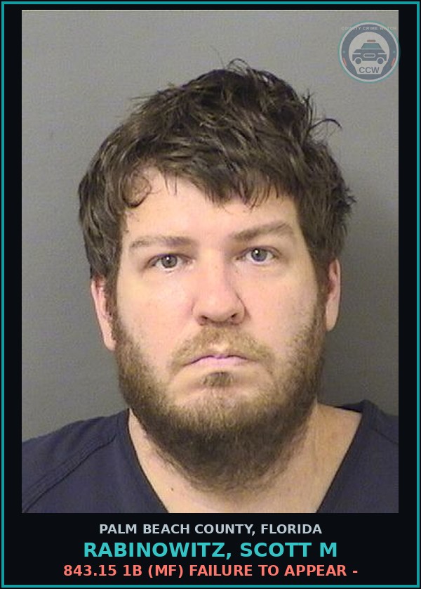 Booking mugshot of RABINOWITZ, SCOTT M in Palm Beach County