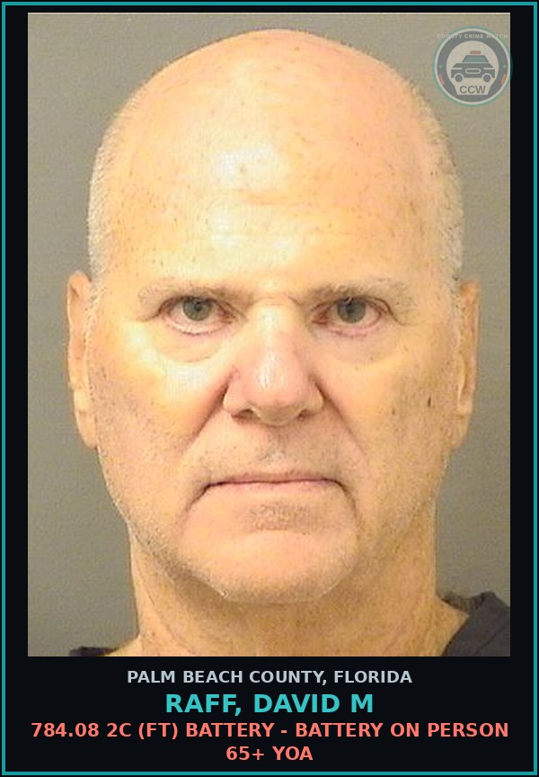 Booking mugshot of RAFF, DAVID M in Palm Beach County