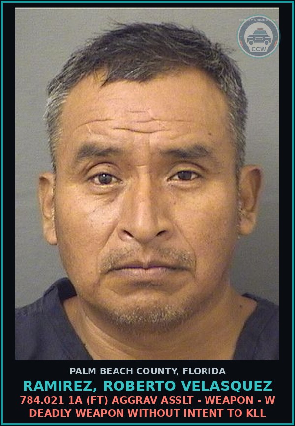 Booking mugshot of RAMIREZ, ROBERTO VELASQUEZ in Palm Beach County