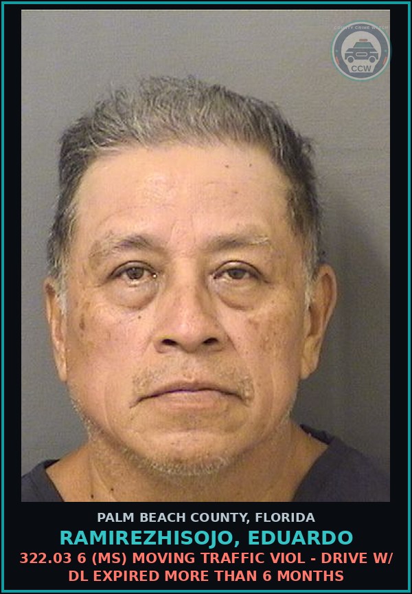 Booking mugshot of RAMIREZHISOJO, EDUARDO in Palm Beach County