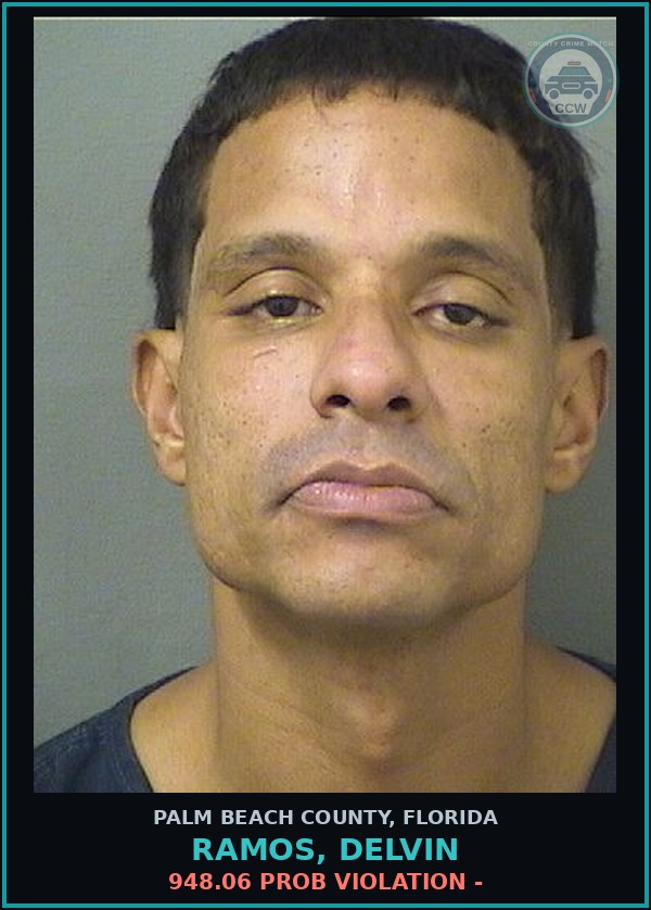 Booking mugshot of RAMOS, DELVIN in Palm Beach County