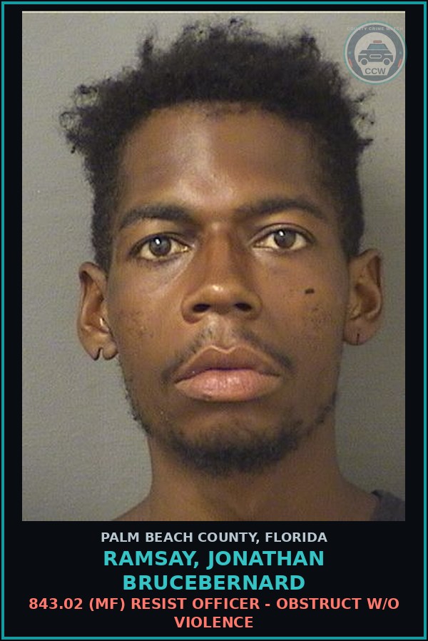 Booking mugshot of RAMSAY, JONATHAN BRUCEBERNARD in Palm Beach County
