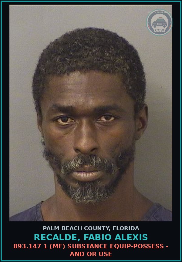 Booking mugshot of RECALDE, FABIO ALEXIS in Palm Beach County