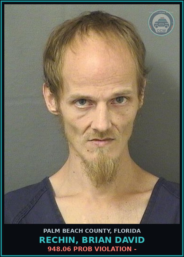 Booking mugshot of RECHIN, BRIAN DAVID in Palm Beach County