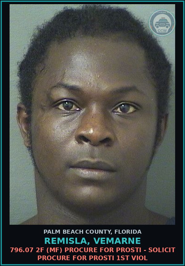 Booking mugshot of REMISLA, VEMARNE in Palm Beach County