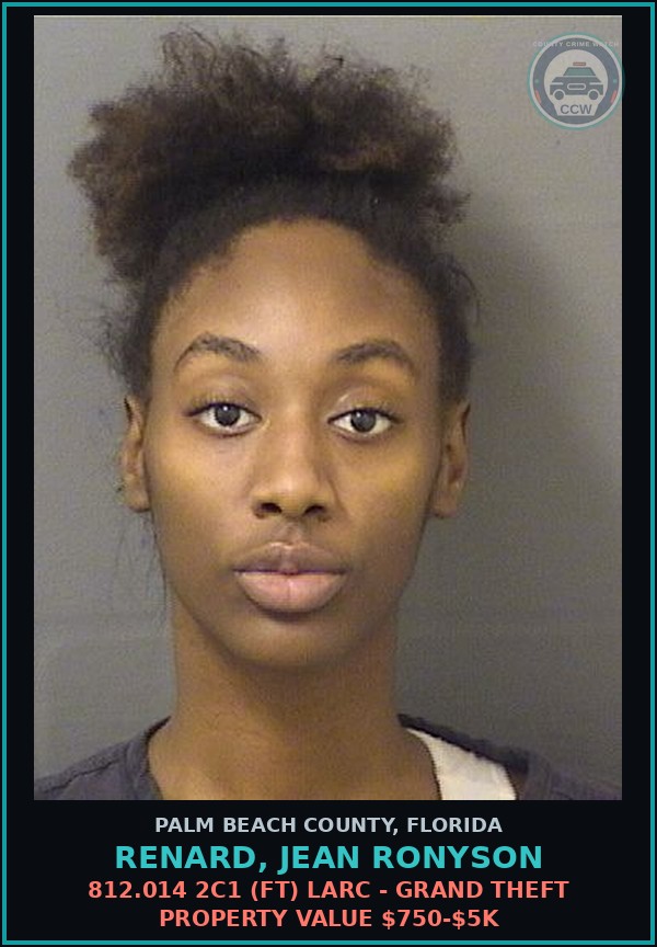 Booking mugshot of RENARD, JEAN RONYSON in Palm Beach County