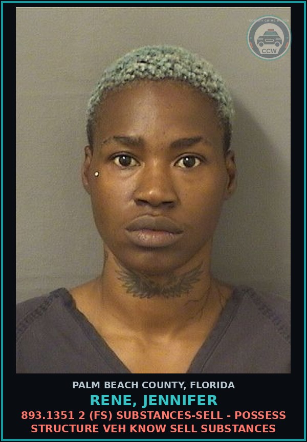 Booking mugshot of RENE, JENNIFER in Palm Beach County