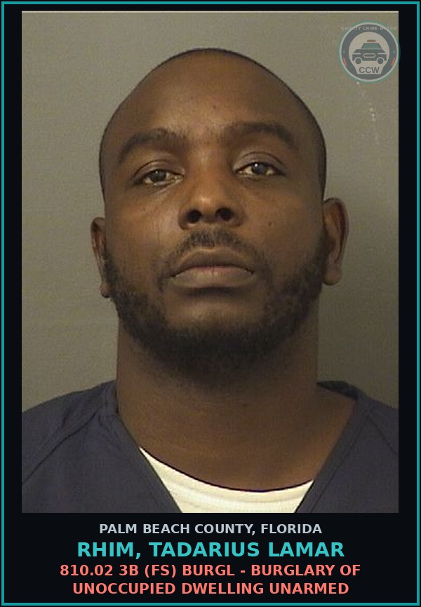 Booking mugshot of RHIM, TADARIUS LAMAR in Palm Beach County