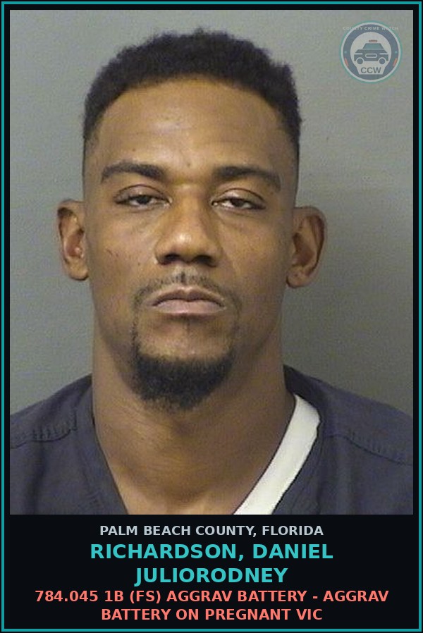 Booking mugshot of RICHARDSON, DANIEL JULIORODNEY in Palm Beach County