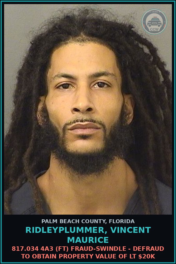 Booking mugshot of RIDLEYPLUMMER, VINCENT MAURICE in Palm Beach County