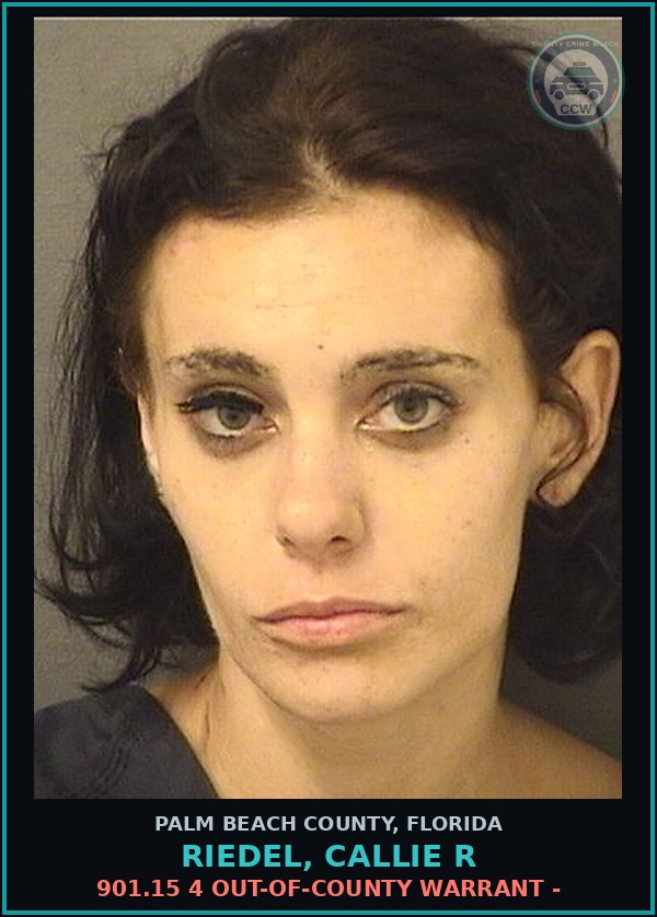 Booking mugshot of RIEDEL, CALLIE R in Palm Beach County
