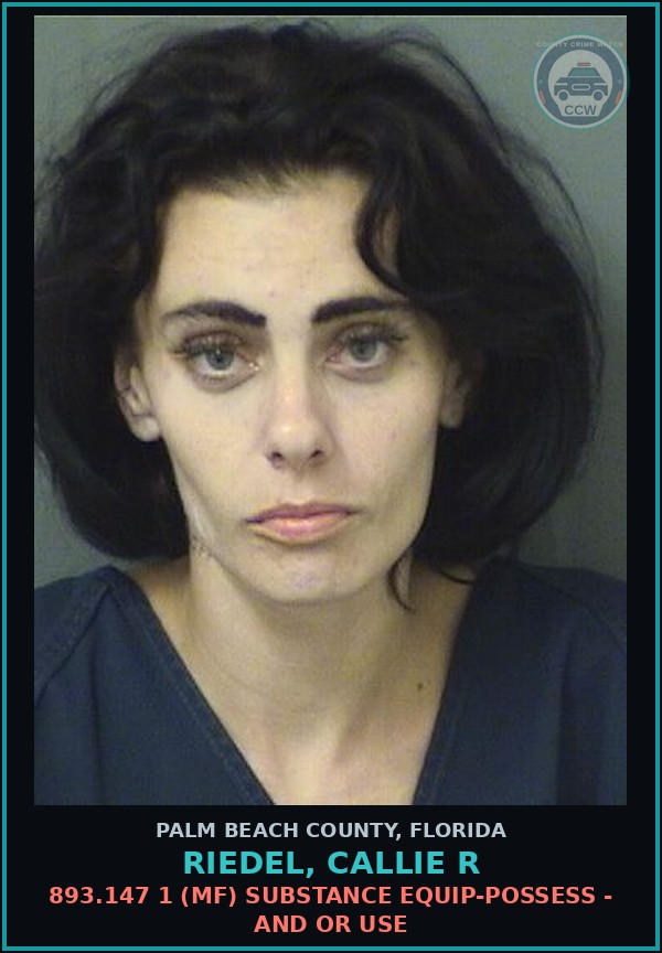Booking mugshot of RIEDEL, CALLIE R in Palm Beach County