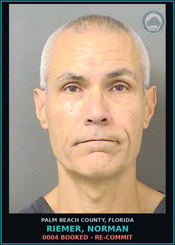 Booking mugshot of RIEMER, NORMAN in Palm Beach County