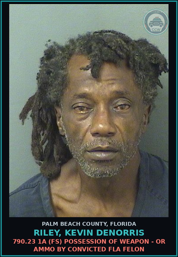 Booking mugshot of RILEY, KEVIN DENORRIS in Palm Beach County