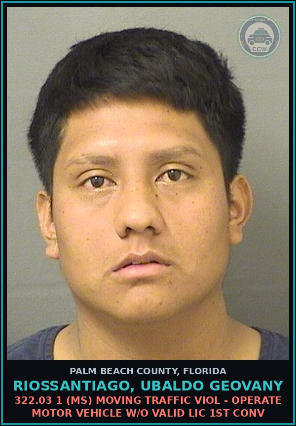 Booking mugshot of RIOSSANTIAGO, UBALDO GEOVANY in Palm Beach County