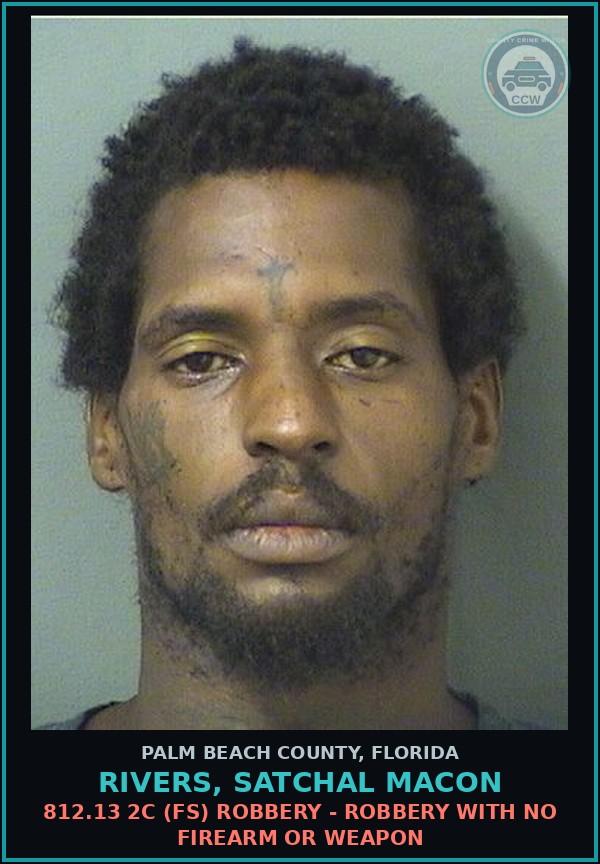 Booking mugshot of RIVERS, SATCHAL MACON in Palm Beach County