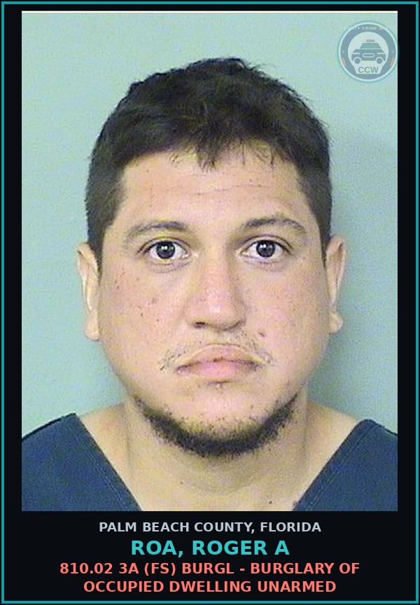 Booking mugshot of ROA, ROGER A in Palm Beach County