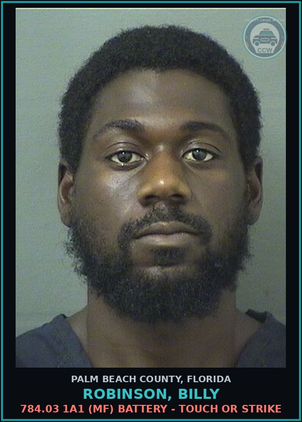 Booking mugshot of ROBINSON, BILLY in Palm Beach County