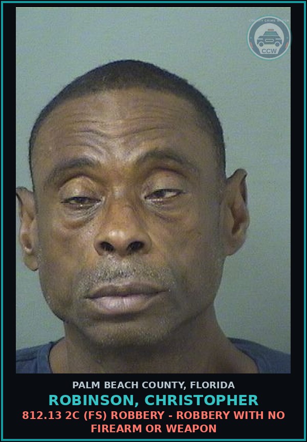 Booking mugshot of ROBINSON, CHRISTOPHER in Palm Beach County